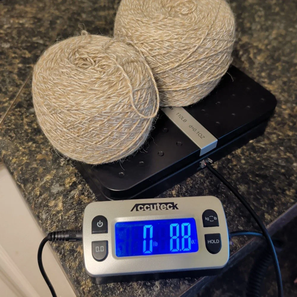 Natural Marl Tan White Yarn Cakes 2pc Lot Rustic Textured Fiber 8+ oz